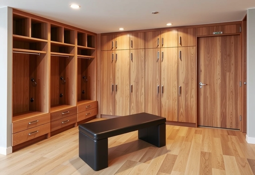 Clean and modern changing room with lockers