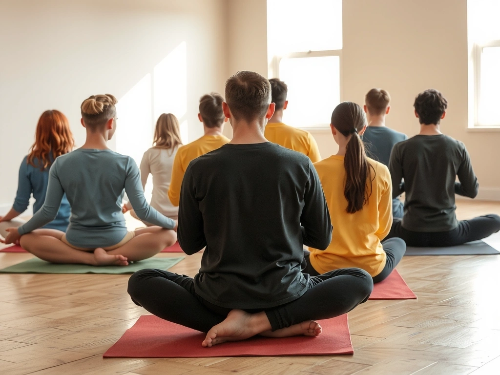Diverse group of people meditating together